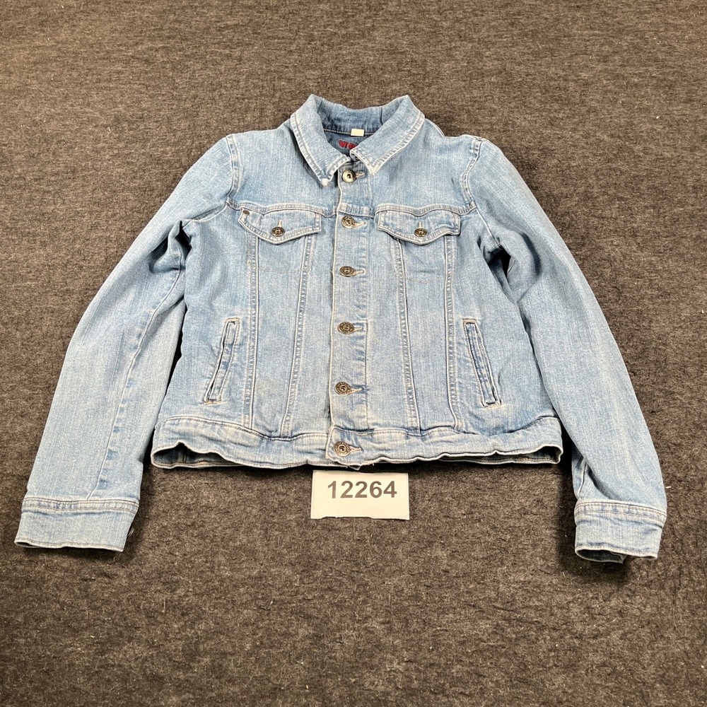 Wrangler Trucker Jacket Mens Medium Blue Denim Cotton Light Wash Button Front